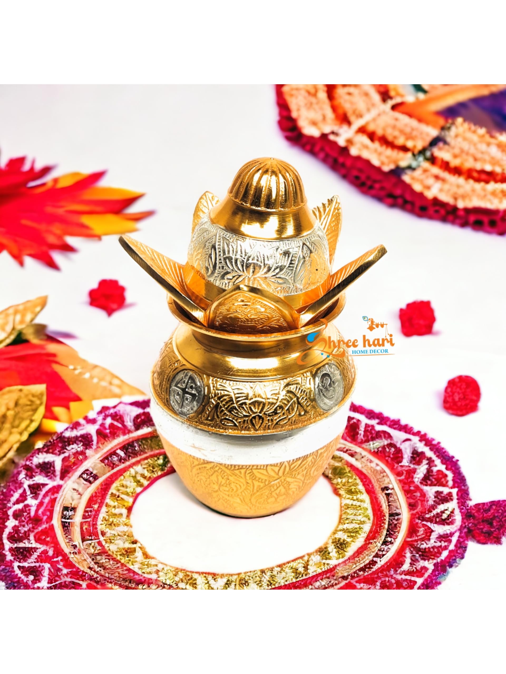 SHREE HARI HOME DECOR Gold-Silver Plated Pooja Kalash,Soma-Kalasha